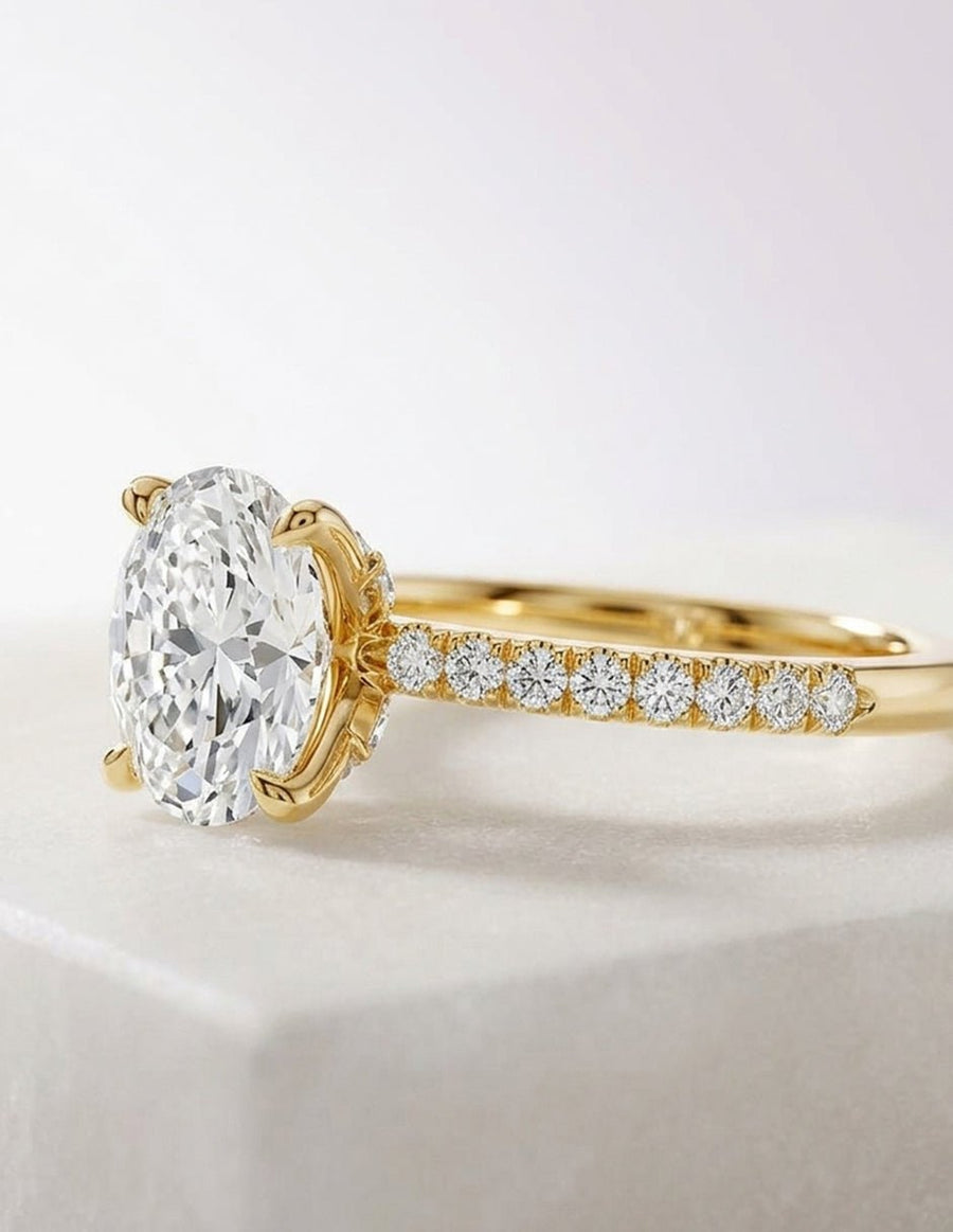 Anillo de compromiso - piedras laterales - AMORE347-OV-LG