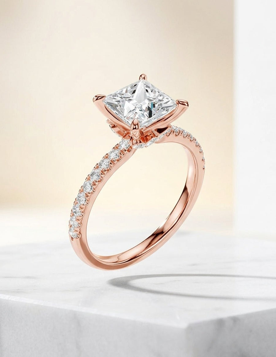 Anillo de compromiso - piedras laterales - AMORE347-PR-LG