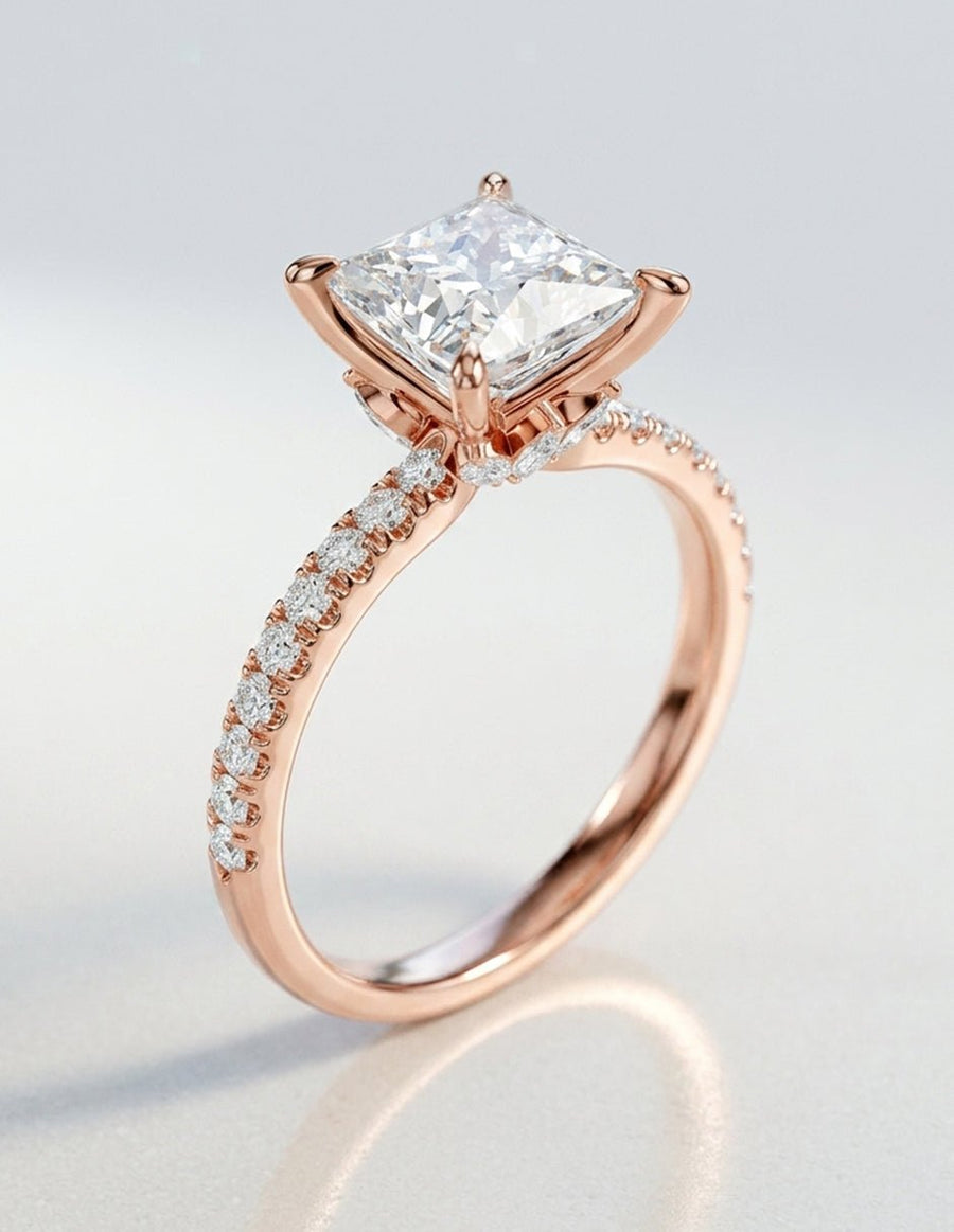 Anillo de compromiso - piedras laterales - AMORE347-PR-LG