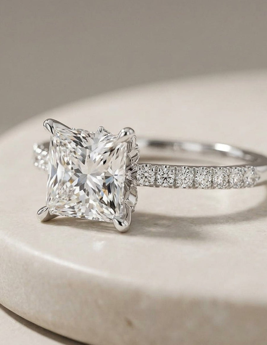 Anillo de compromiso - piedras laterales - AMORE347-PR-LG