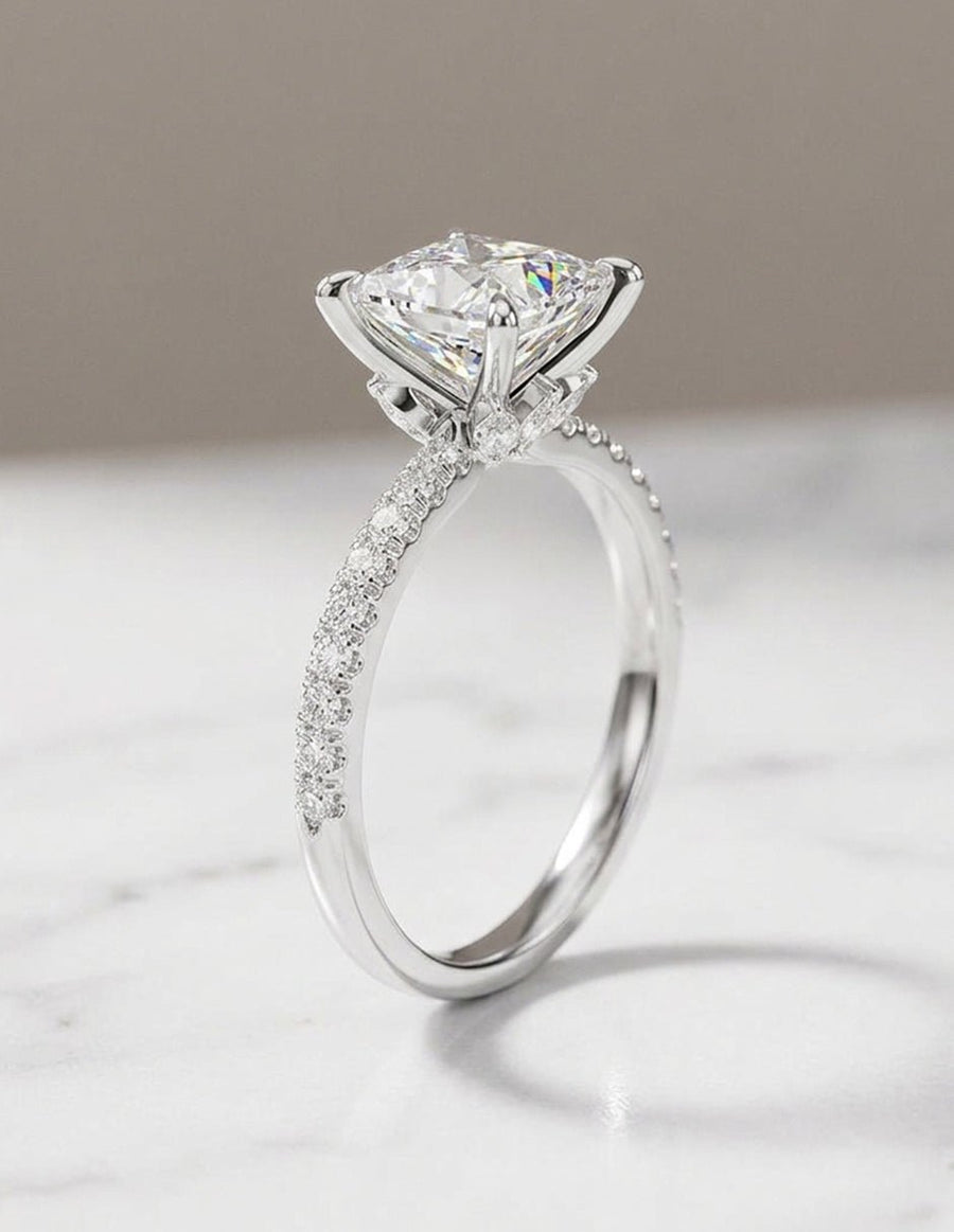 Anillo de compromiso - piedras laterales - AMORE347-PR-LG