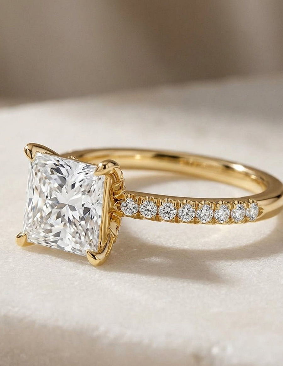 Anillo de compromiso - piedras laterales - AMORE347-PR-LG