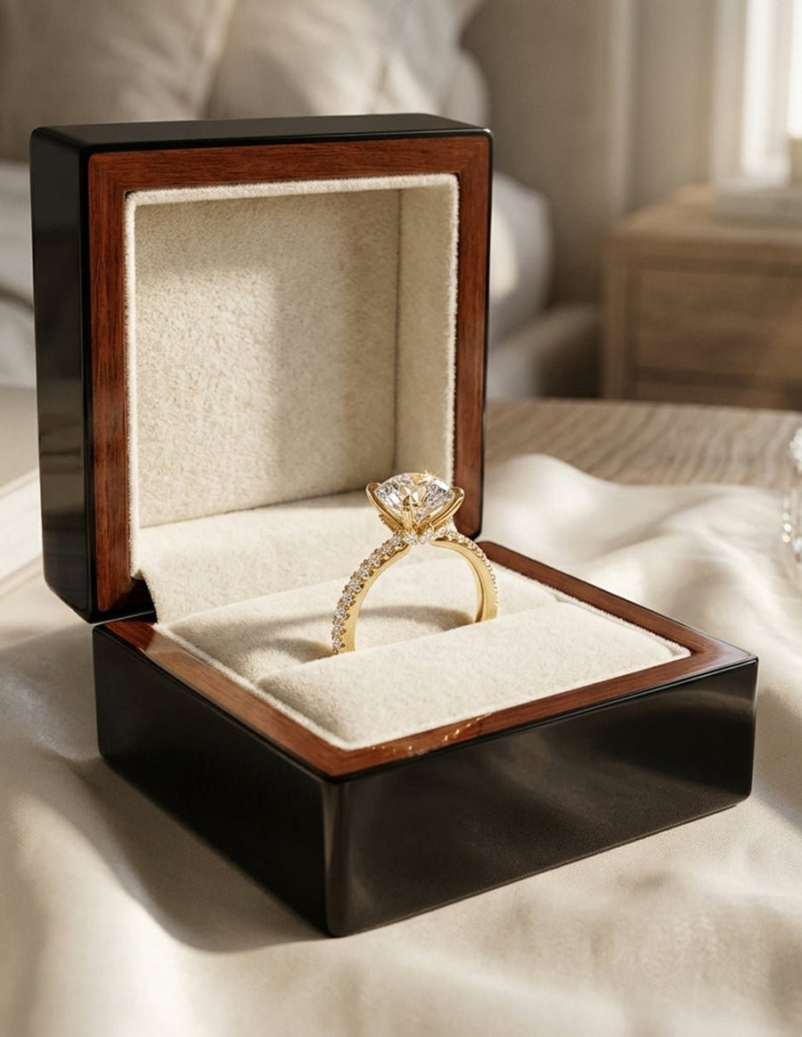 Anillo de compromiso - piedras laterales - AMORE347-RD-LG