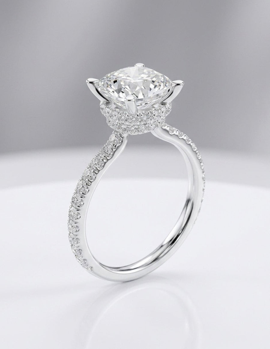 Anillo de compromiso - piedras laterales - AMORE348-CU-LG