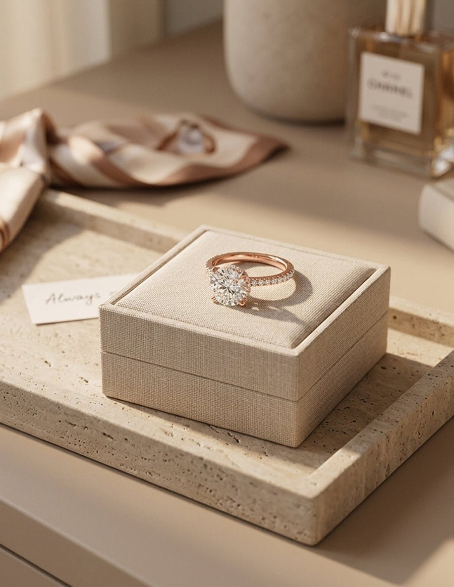 Anillo de compromiso - piedras laterales - AMORE348-RD-LG