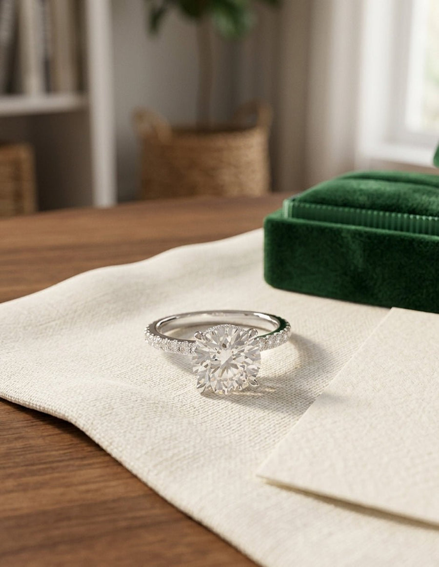 Anillo de compromiso - piedras laterales - AMORE348-RD-LG