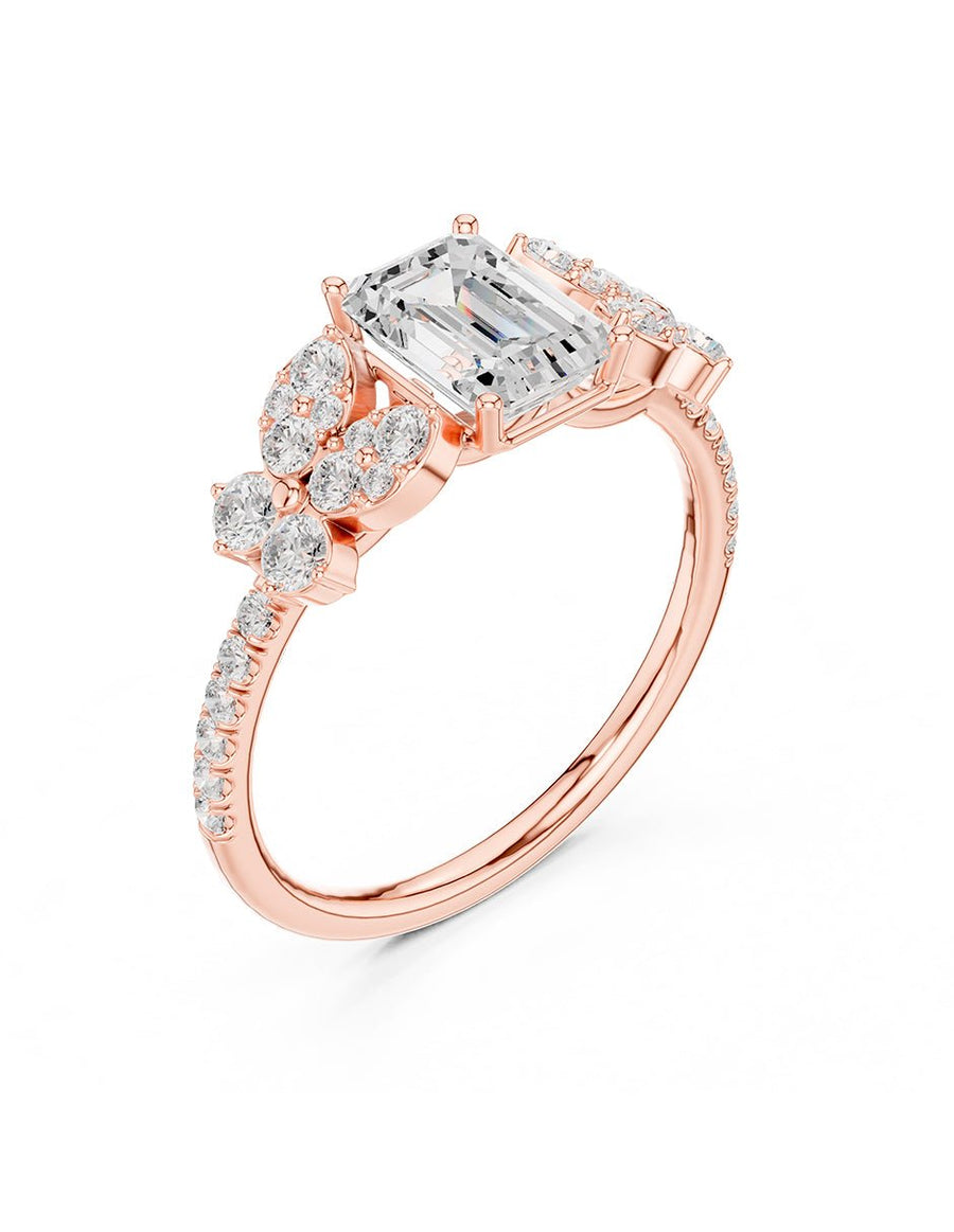 Anillo de compromiso - piedras laterales - AMORE349-EM-LG
