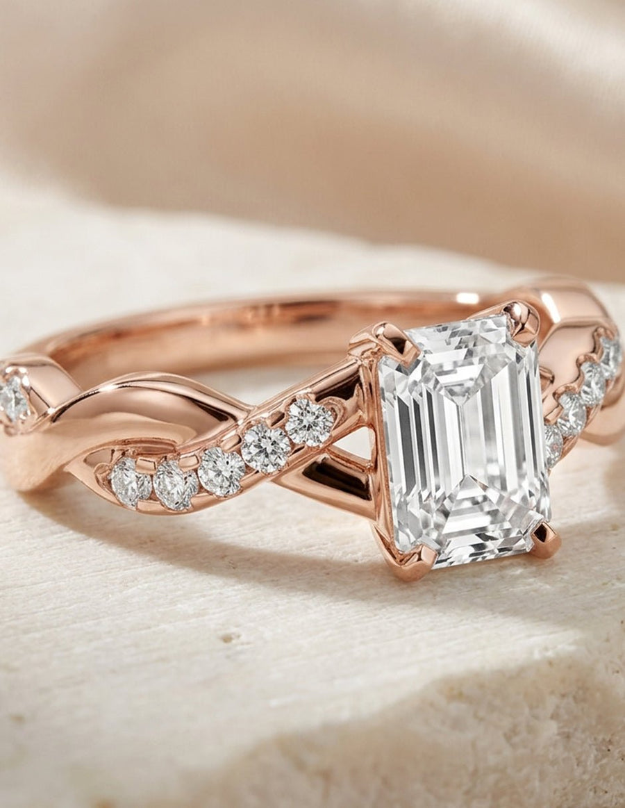Anillo de compromiso - piedras laterales - AMORE350-EM-LG