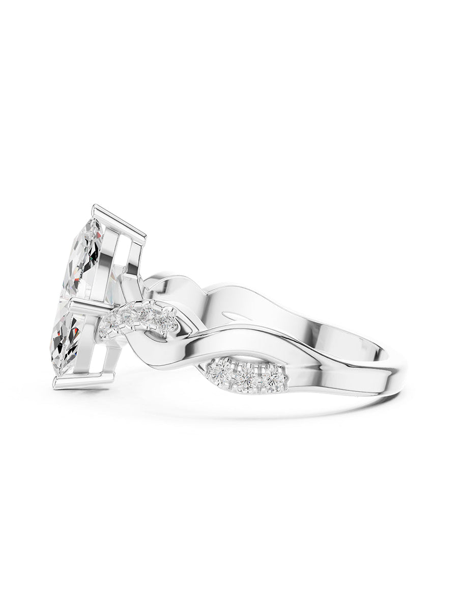Anillo de compromiso - piedras laterales - AMORE350-MQ-LG
