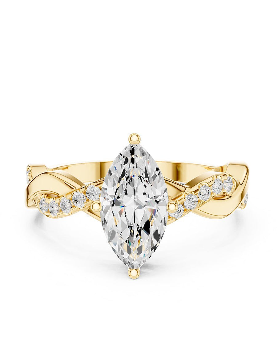 Anillo de compromiso - piedras laterales - AMORE350-MQ-LG