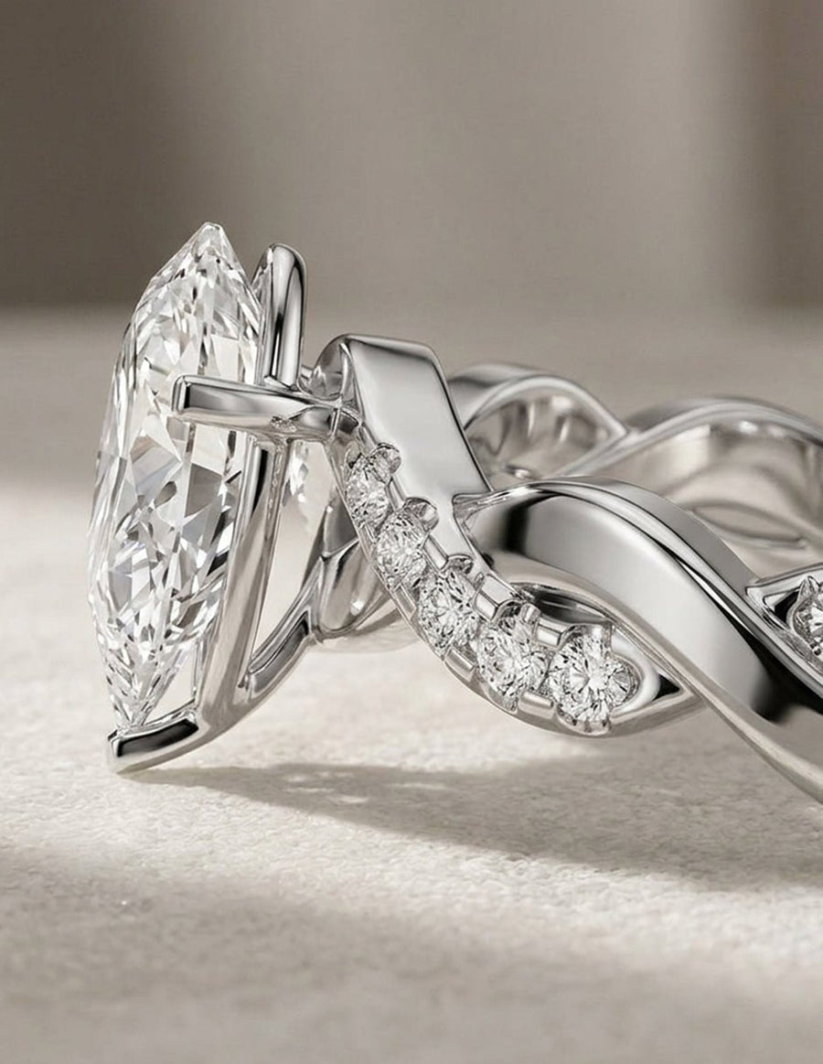 Anillo de compromiso - piedras laterales - AMORE350-PE-LG