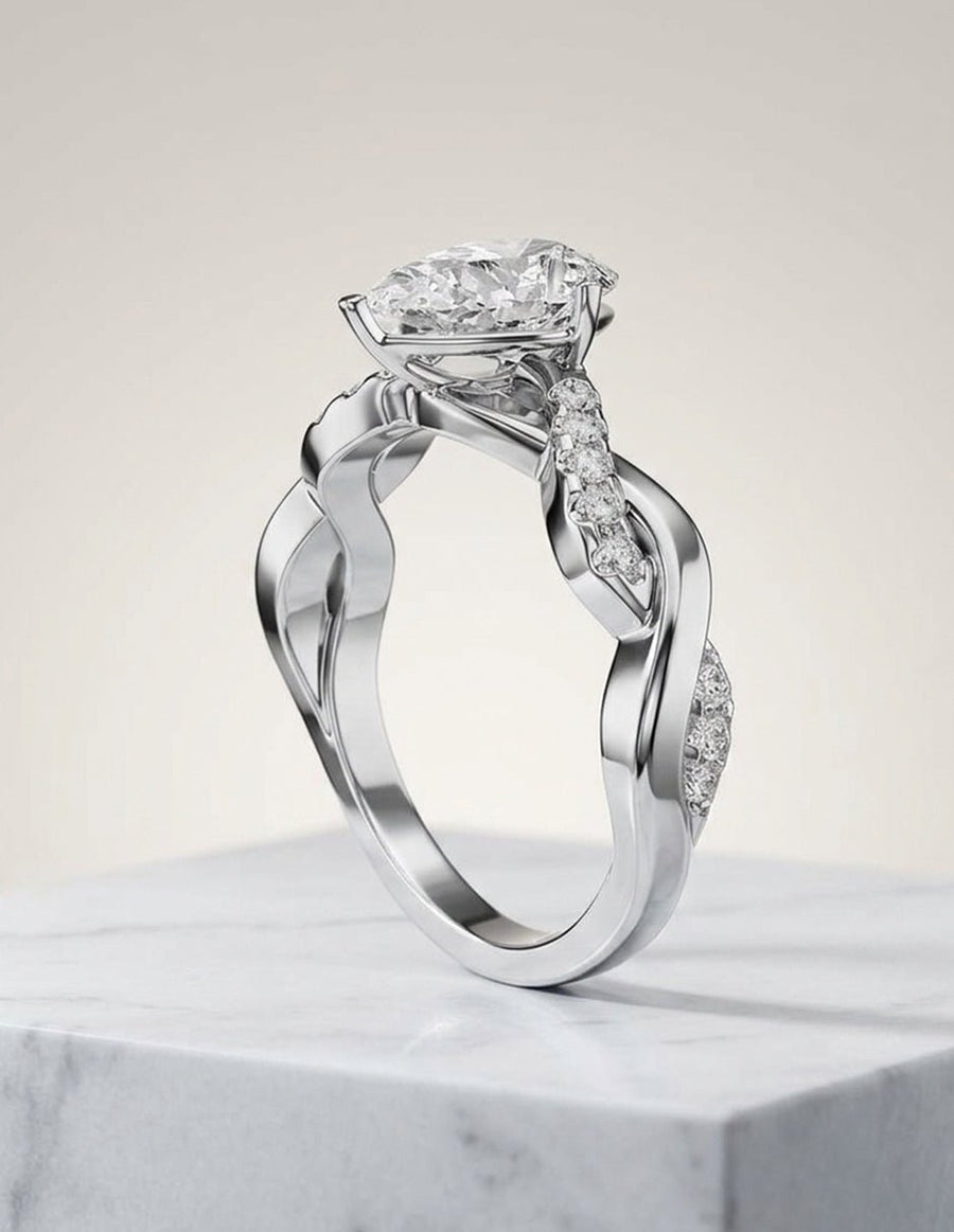 Montura para personalizar - piedras laterales - AMORE350-PE