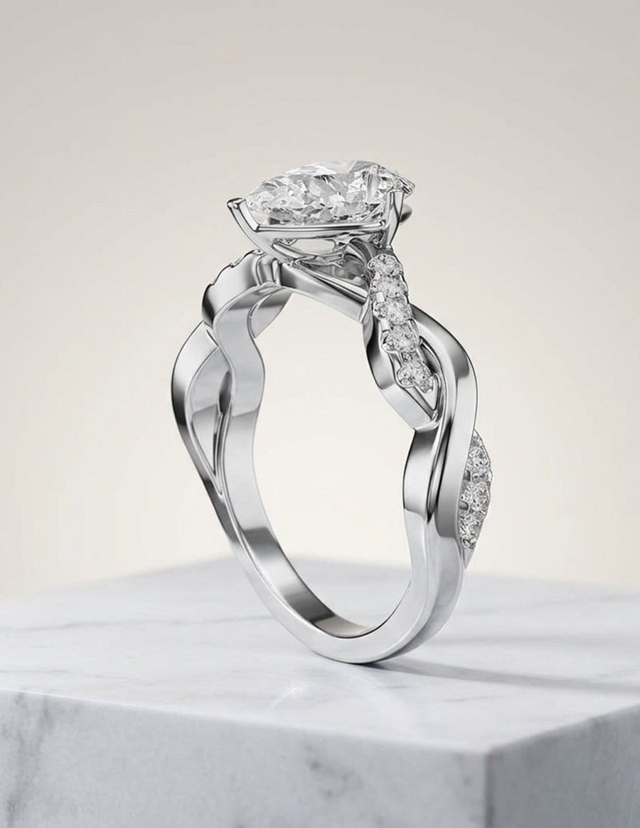 Anillo de compromiso - piedras laterales - AMORE350-PE-LG