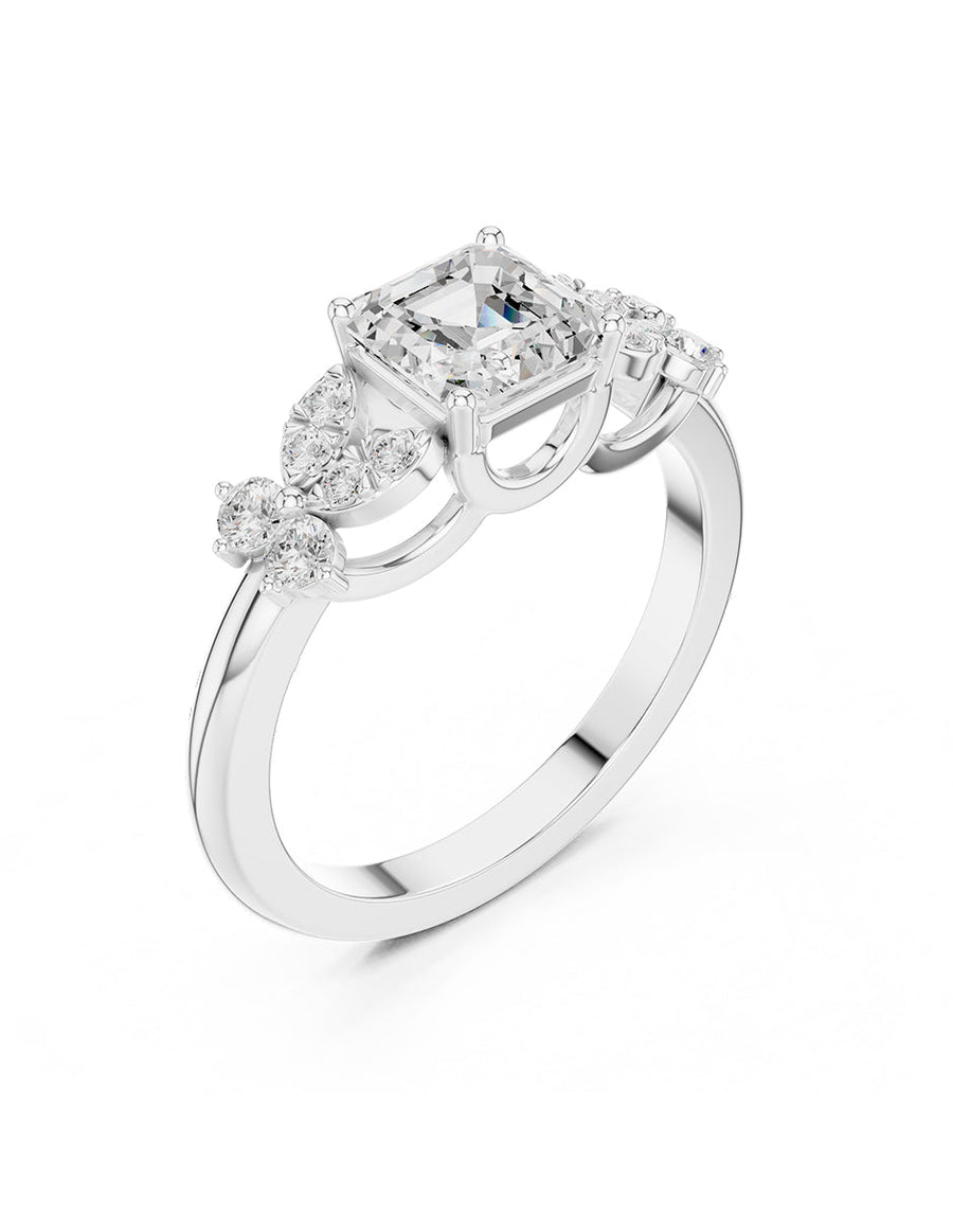 Anillo de compromiso - piedras laterales - AMORE353-AS-LG