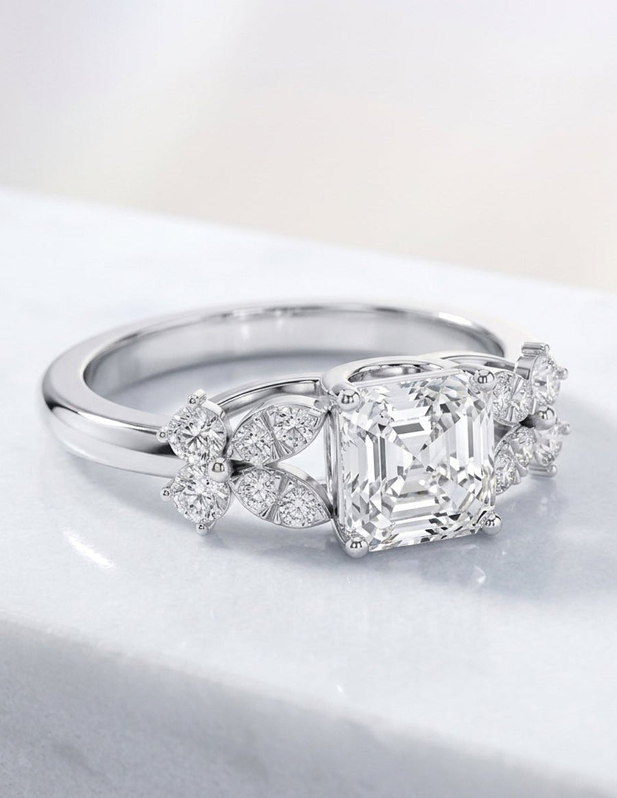 Anillo de compromiso - piedras laterales - AMORE353-AS-LG
