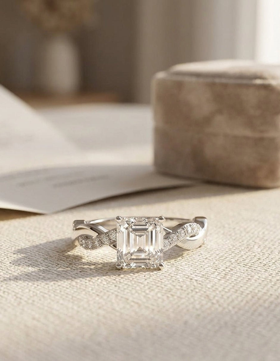 Anillo de compromiso - piedras laterales - AMORE354-AS-LG