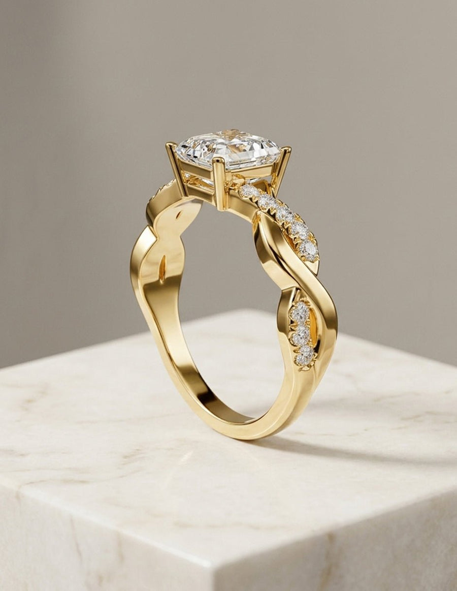 Anillo de compromiso - piedras laterales - AMORE354-AS-LG