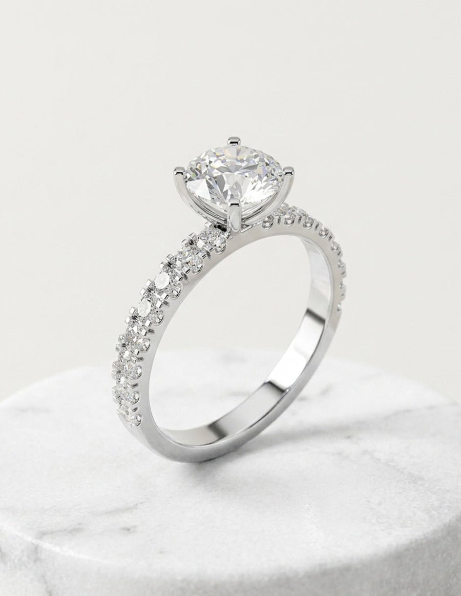 Montura para personalizar - piedras laterales - AMORE358-RD