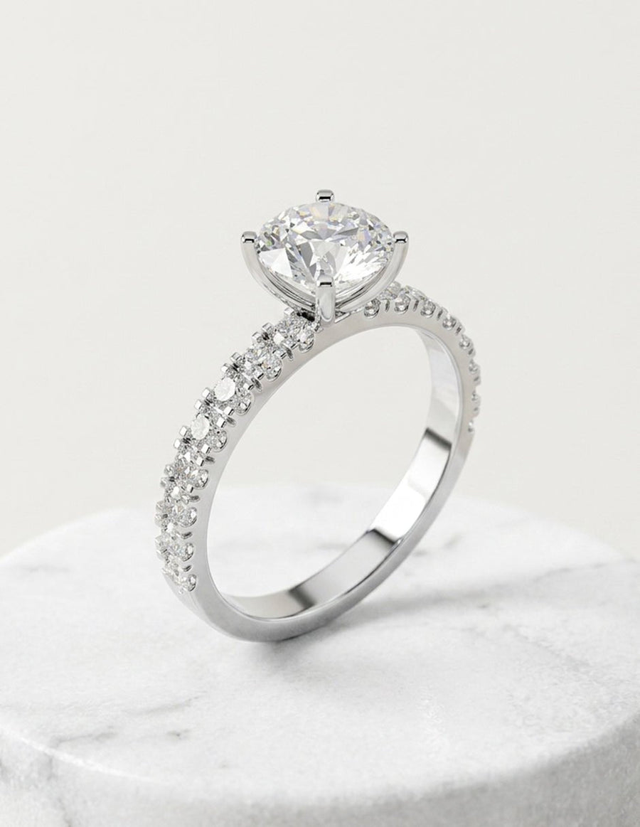 Anillo de compromiso - piedras laterales - AMORE358-RD-LG