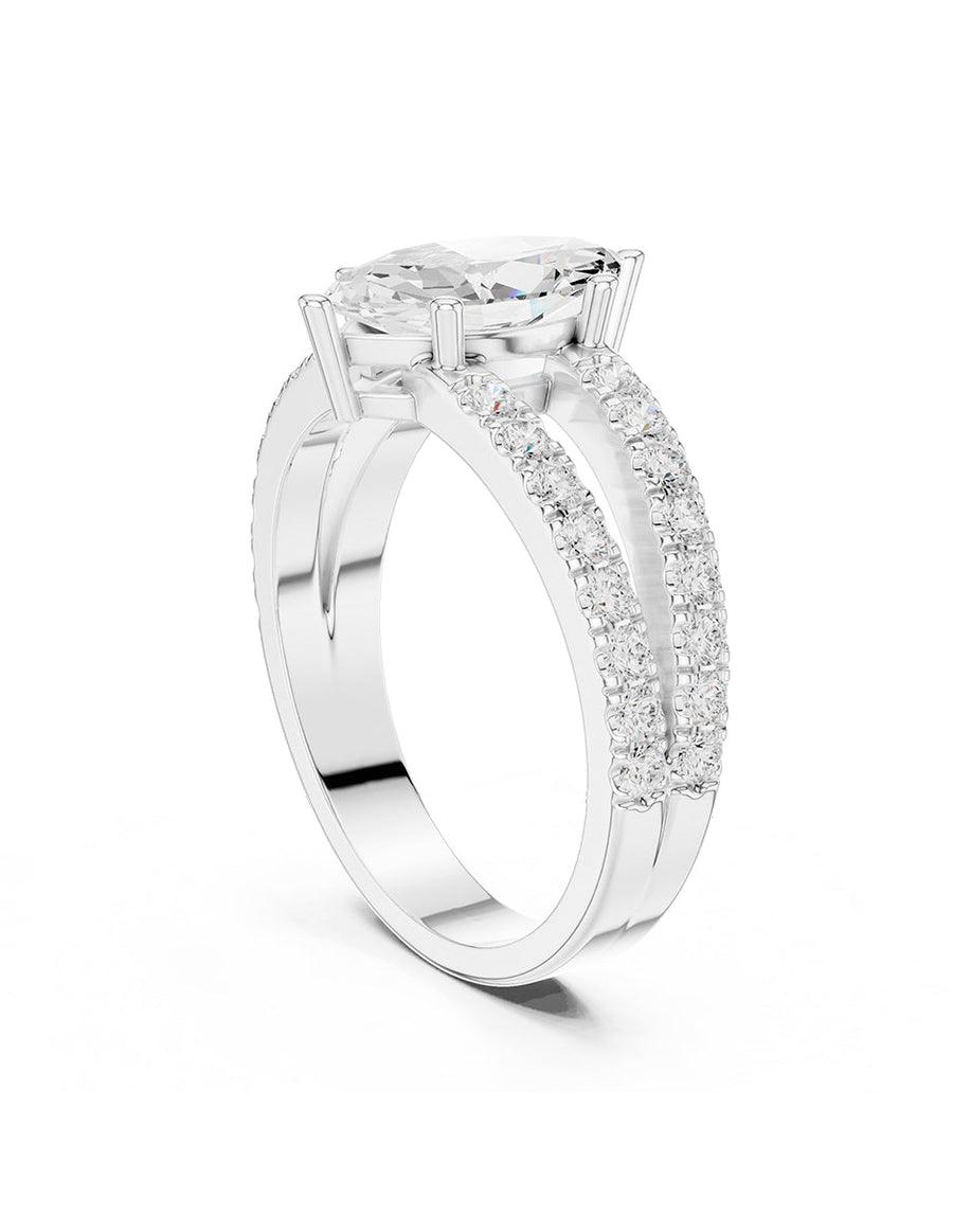 Anillo de compromiso - piedras laterales - AMORE359-MQ-LG
