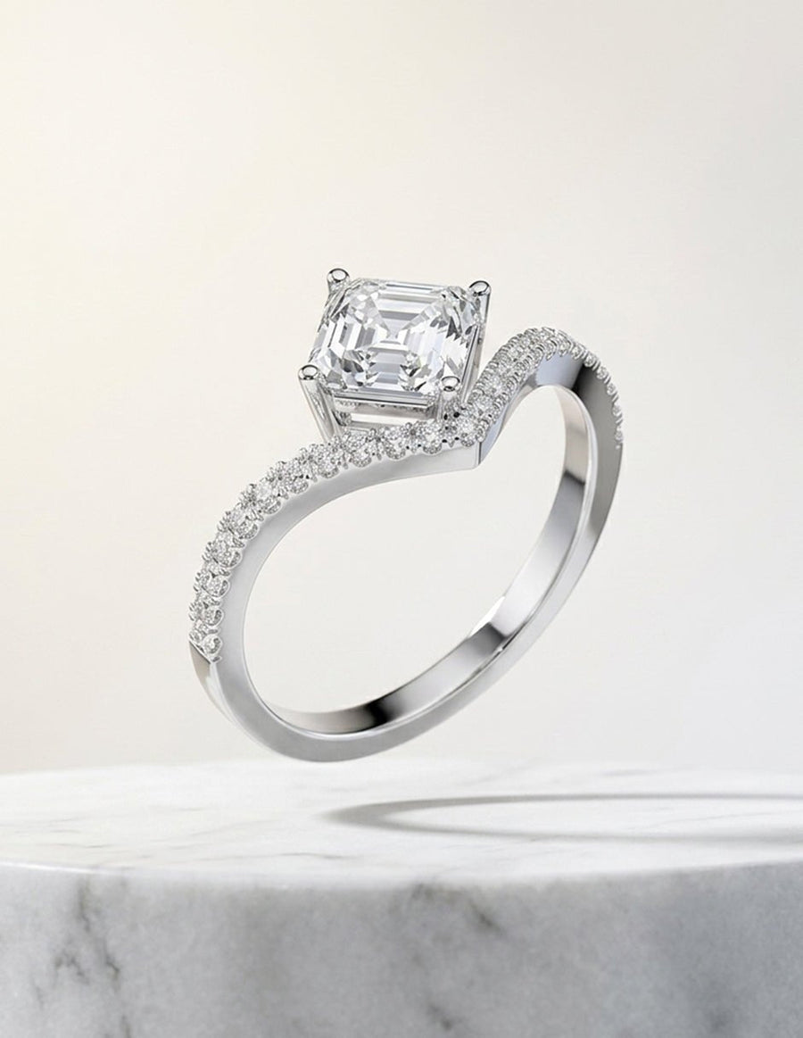 Anillo de compromiso - piedras laterales - AMORE360-AS-LG