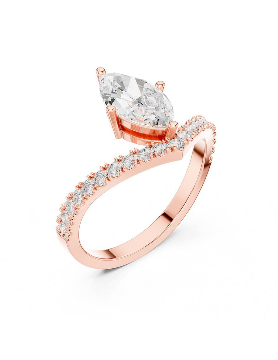 Anillo de compromiso - piedras laterales - AMORE360-MQ-LG