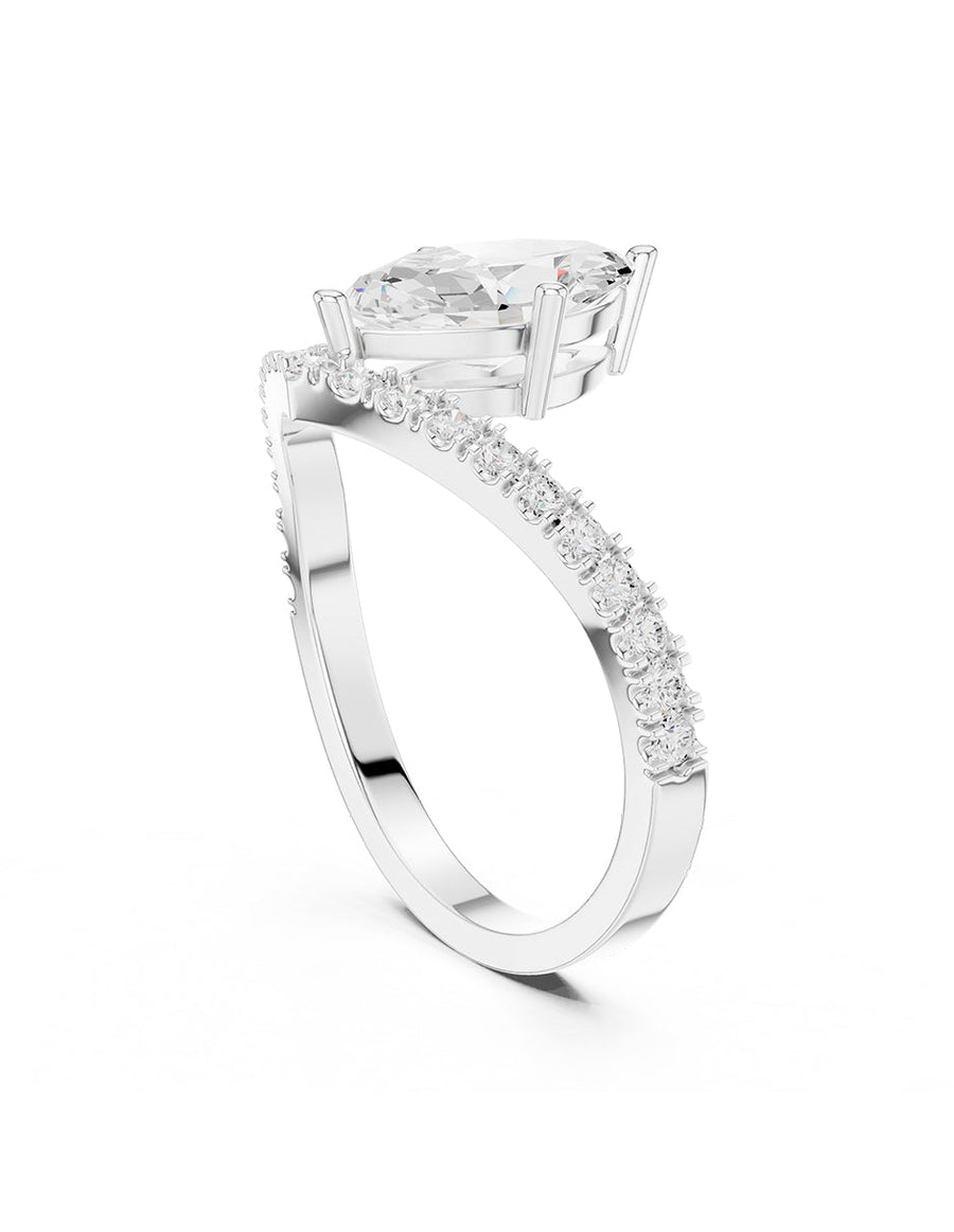 Anillo de compromiso - piedras laterales - AMORE360-MQ-LG