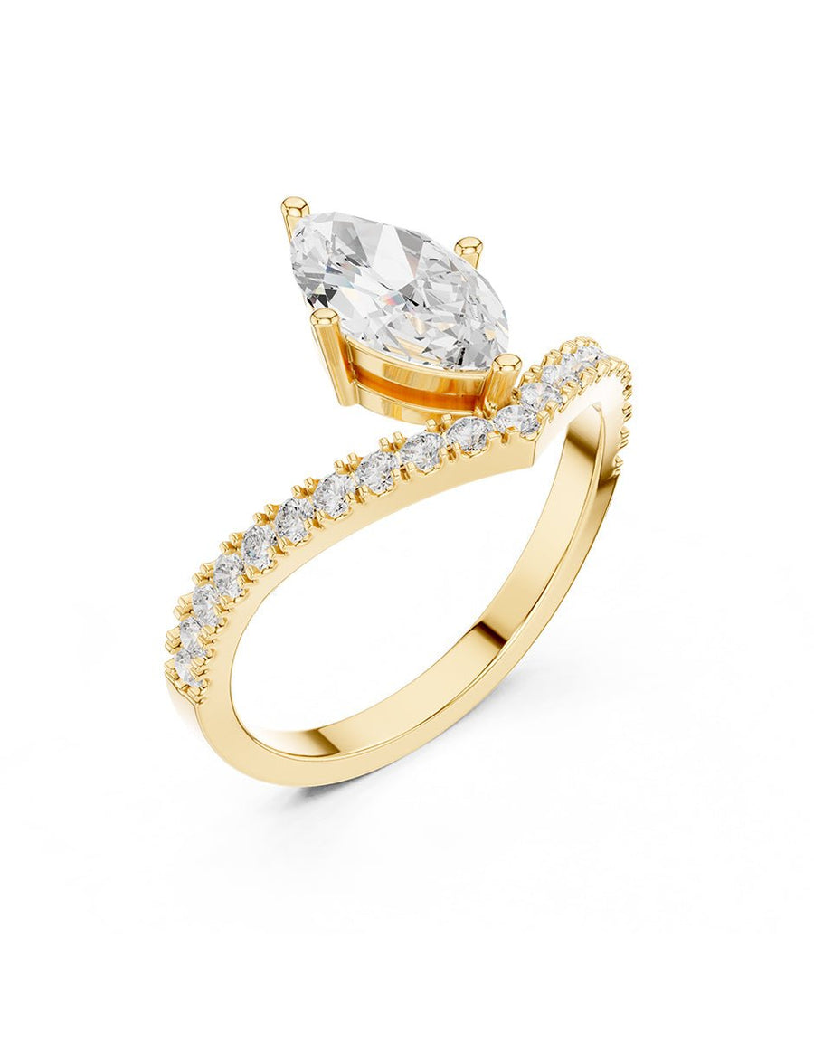 Anillo de compromiso - piedras laterales - AMORE360-MQ-LG