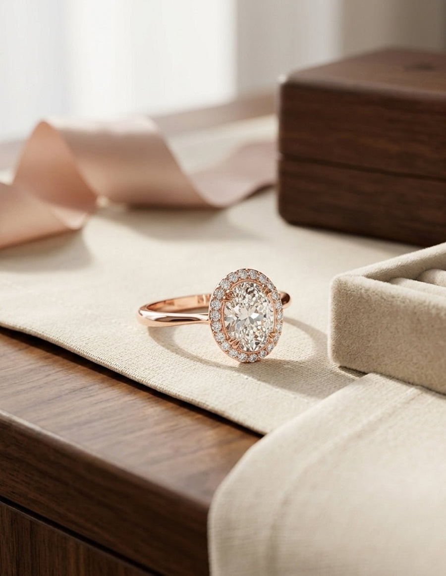 Anillo de compromiso - halo - AMORE364-OV-LG