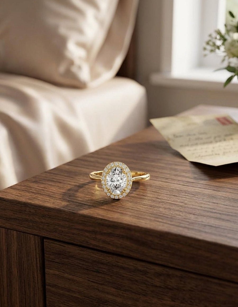 Anillo de compromiso - halo - AMORE364-OV-LG