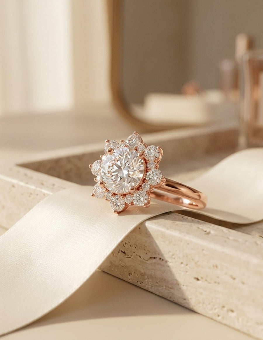 Anillo de compromiso - halo - AMORE366-RD-LG