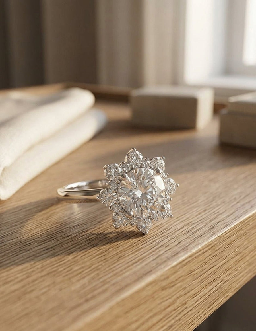 Anillo de compromiso - halo - AMORE366-RD-LG