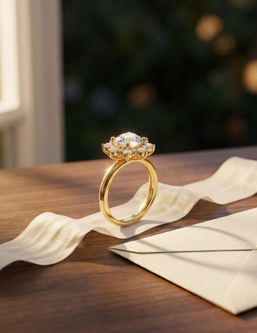Anillo de compromiso - halo - AMORE366-RD-LG