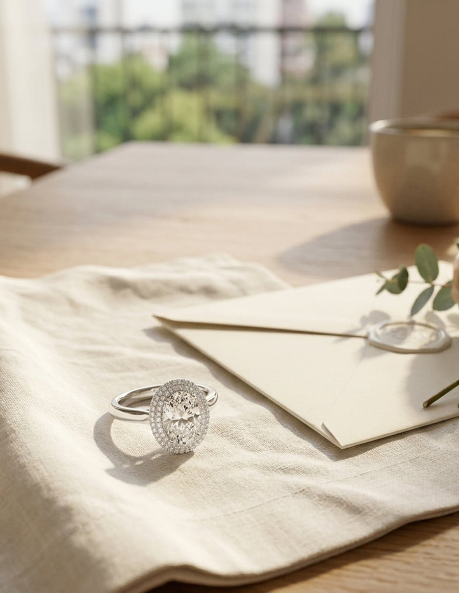 Anillo de compromiso - halo - AMORE368-OV-LG