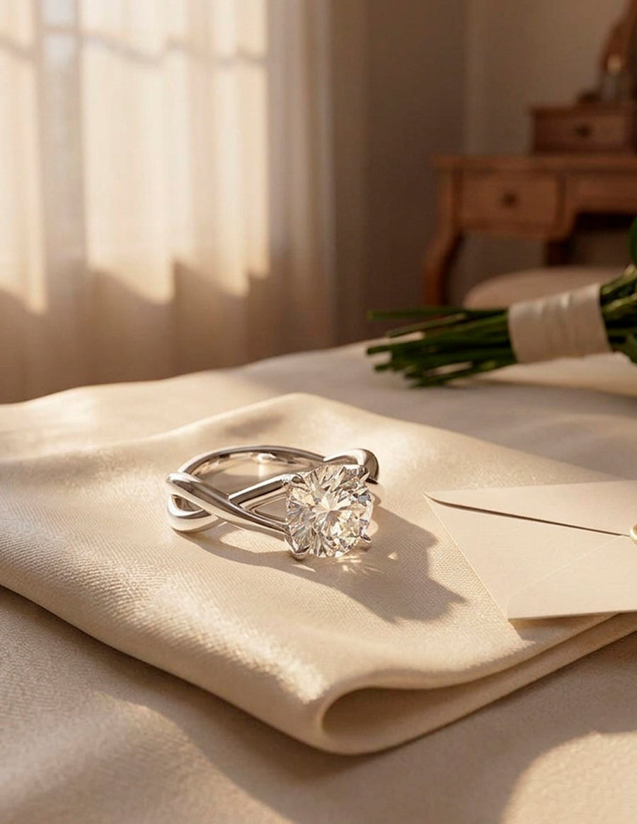 Anillo de Compromiso - solitario - AMORE37-RD-CZ