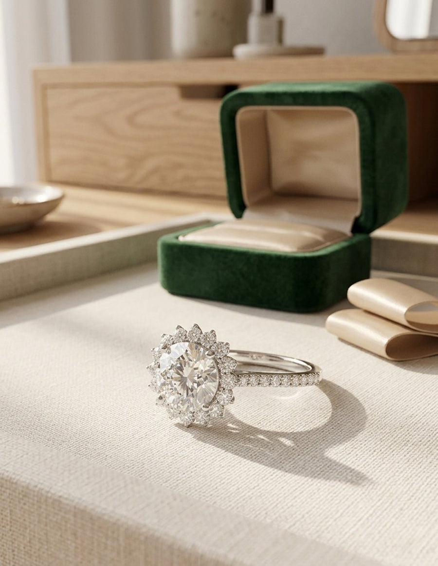 Anillo de compromiso - halo - AMORE371-RD-LG