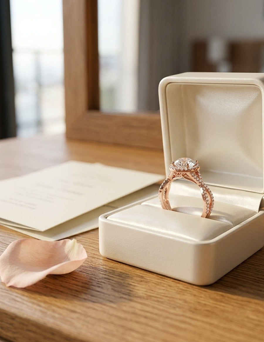 Anillo de compromiso - halo - AMORE373-RD-LG