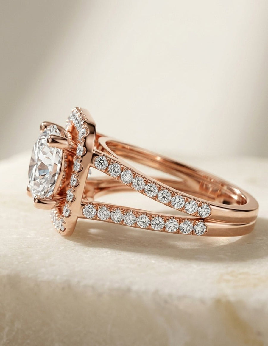 Anillo de compromiso - halo - AMORE379-RD-LG