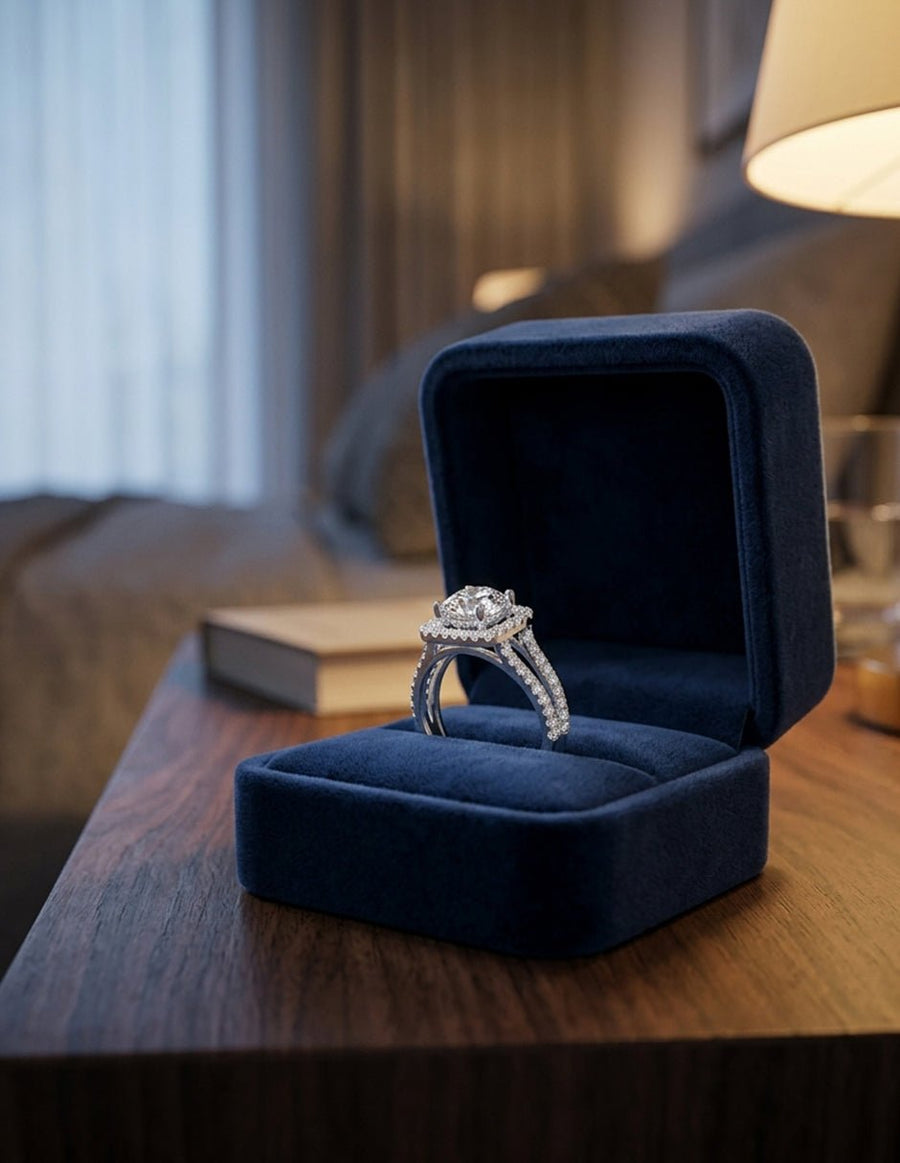 Anillo de compromiso - halo - AMORE379-RD-LG