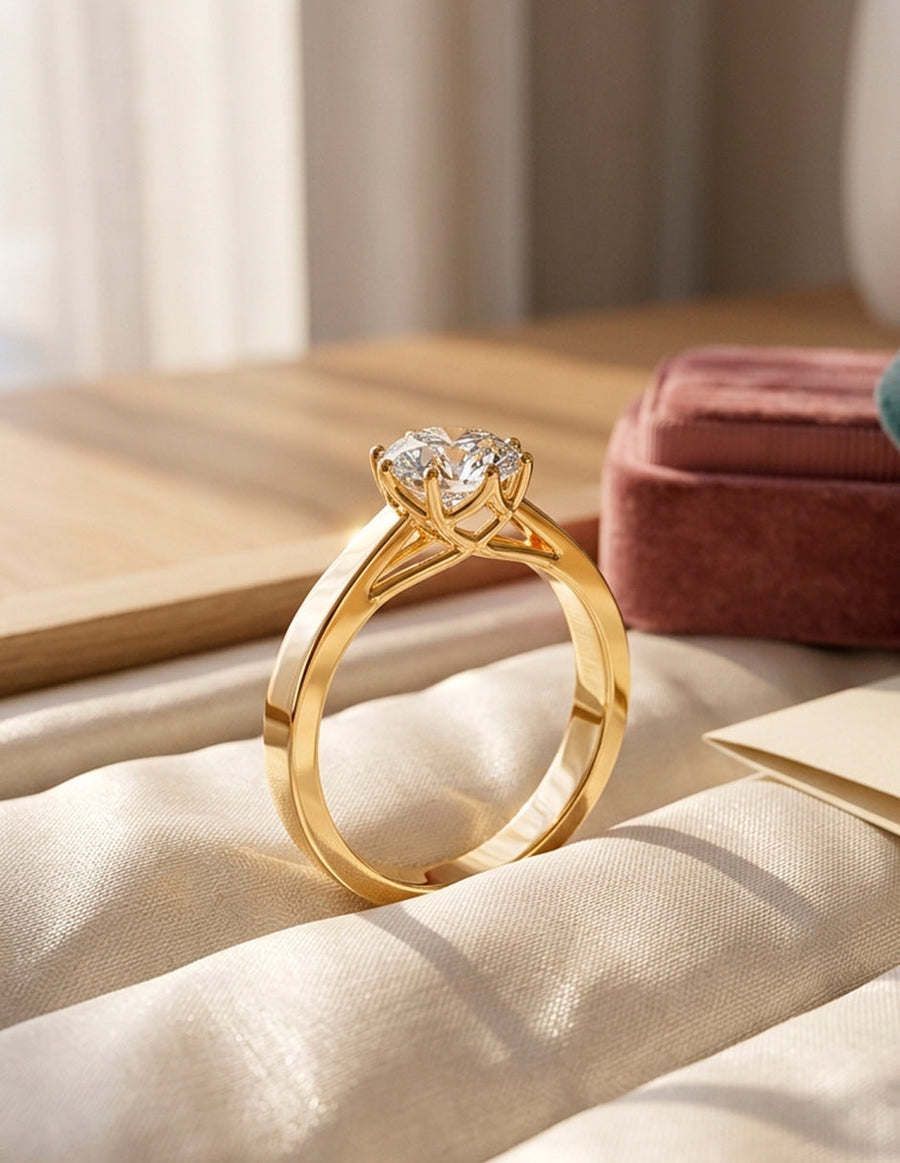 Anillo de Compromiso - solitario - AMORE38-RD-CZ