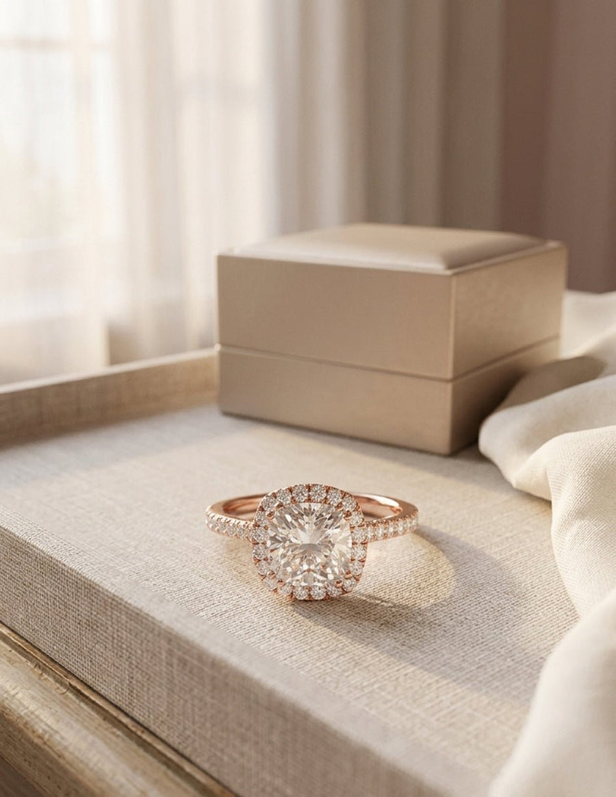 Anillo de compromiso - halo - AMORE380-CU-LG