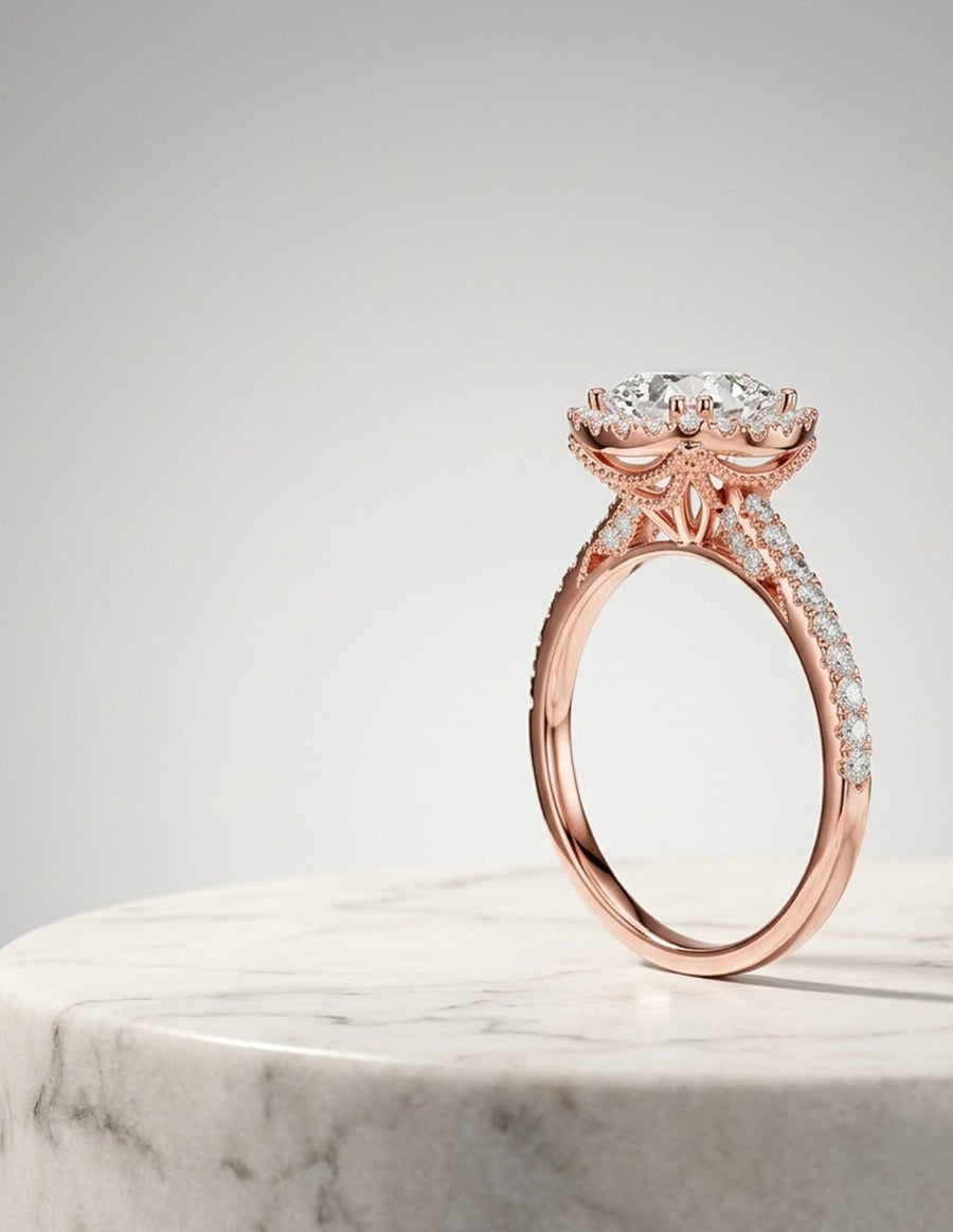 Anillo de compromiso - halo - AMORE380-CU-LG