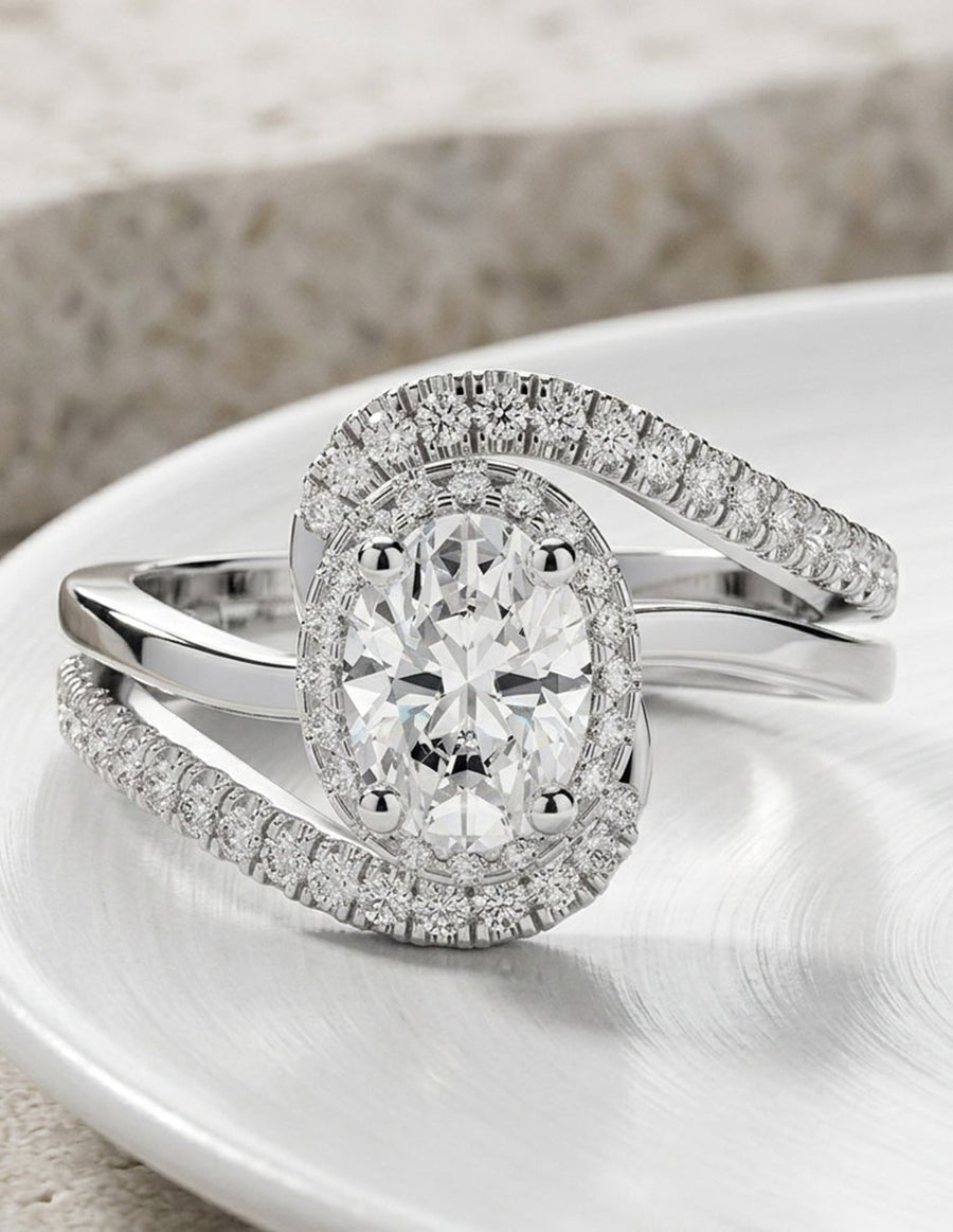 Anillo de compromiso - halo - AMORE383-OV-LG