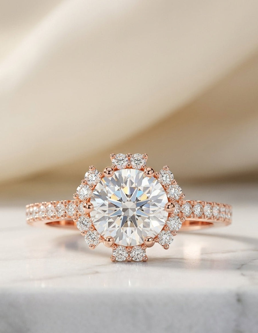 Anillo de compromiso - halo - AMORE385-RD-LG