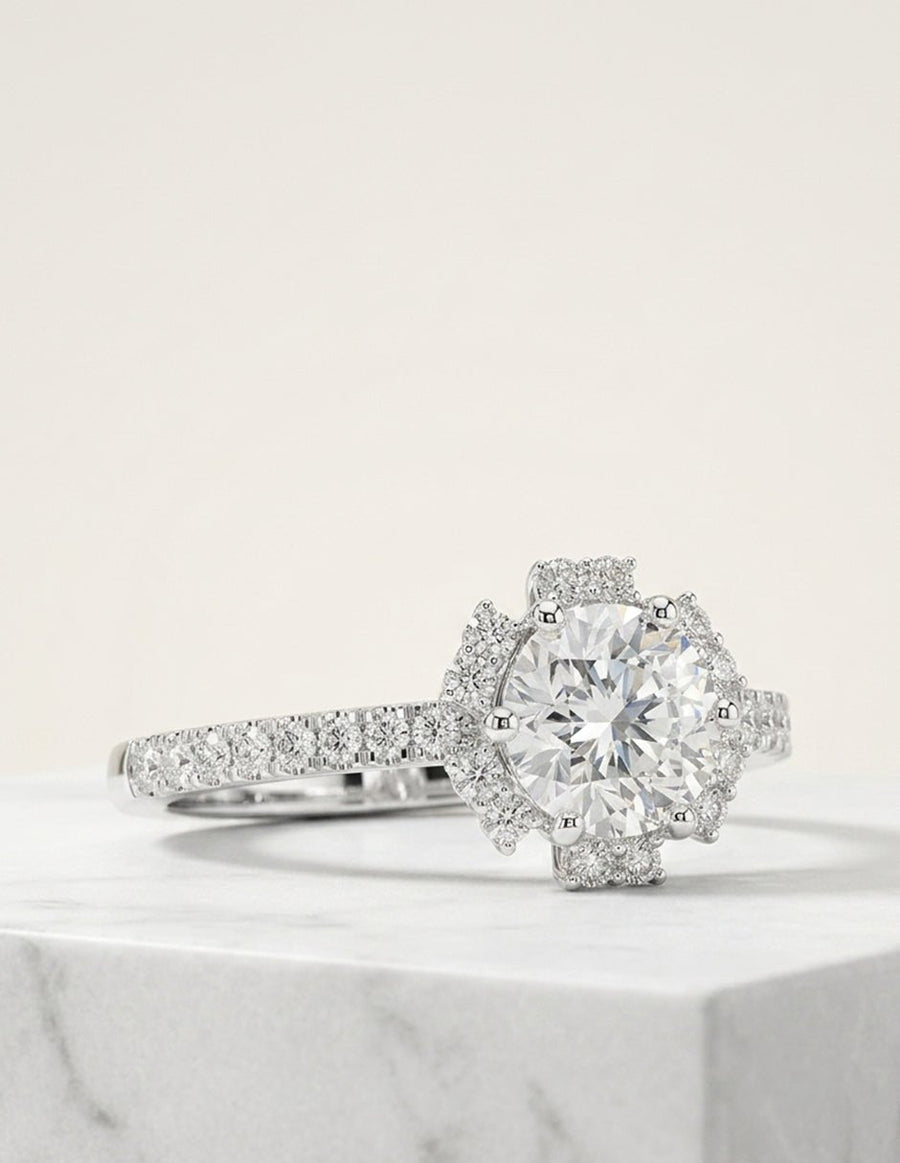 Anillo de compromiso - halo - AMORE385-RD-LG
