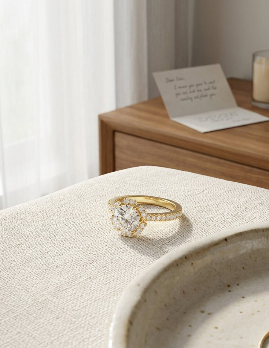 Anillo de compromiso - halo - AMORE385-RD-LG
