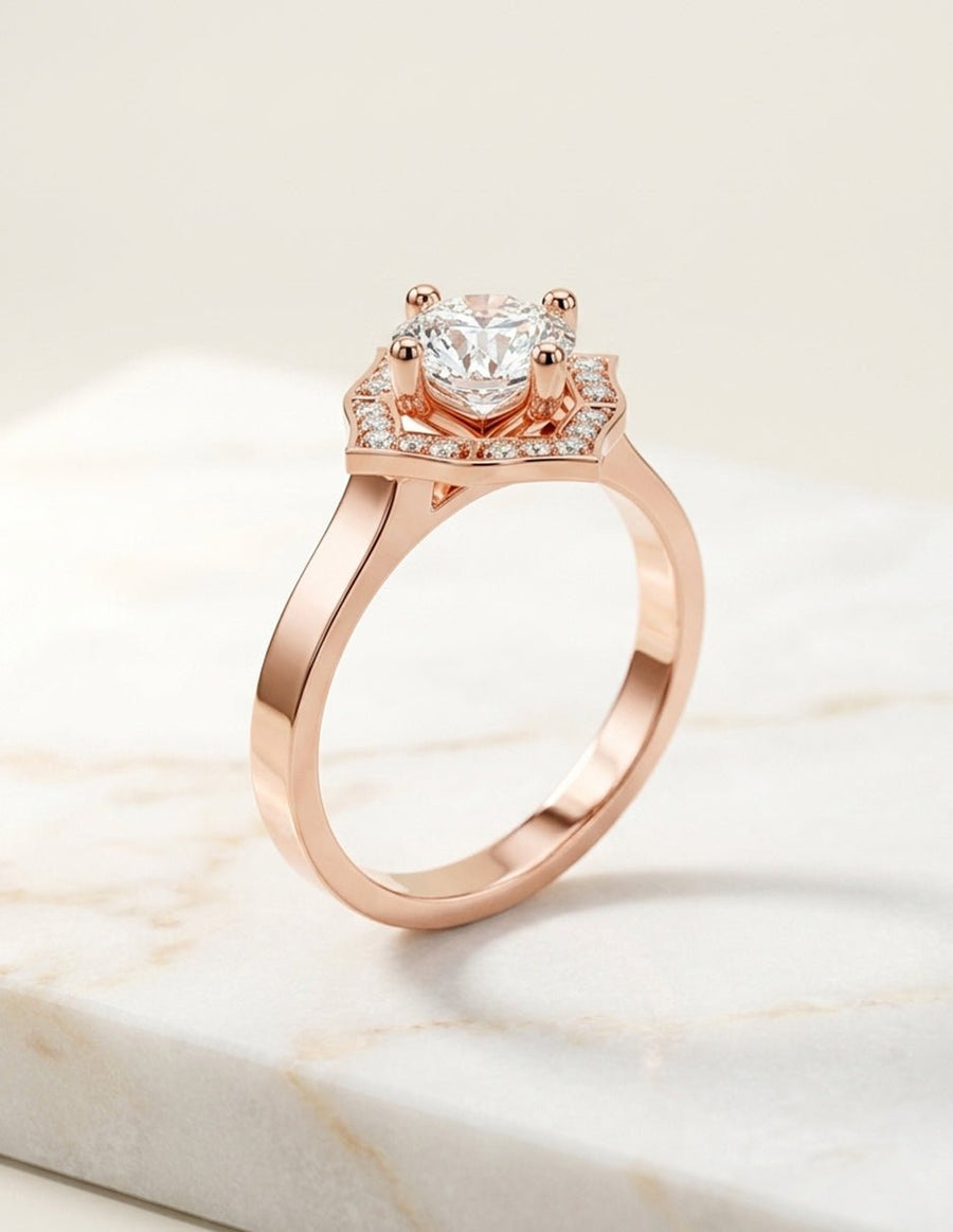 Anillo de compromiso - halo - AMORE386-RD-LG