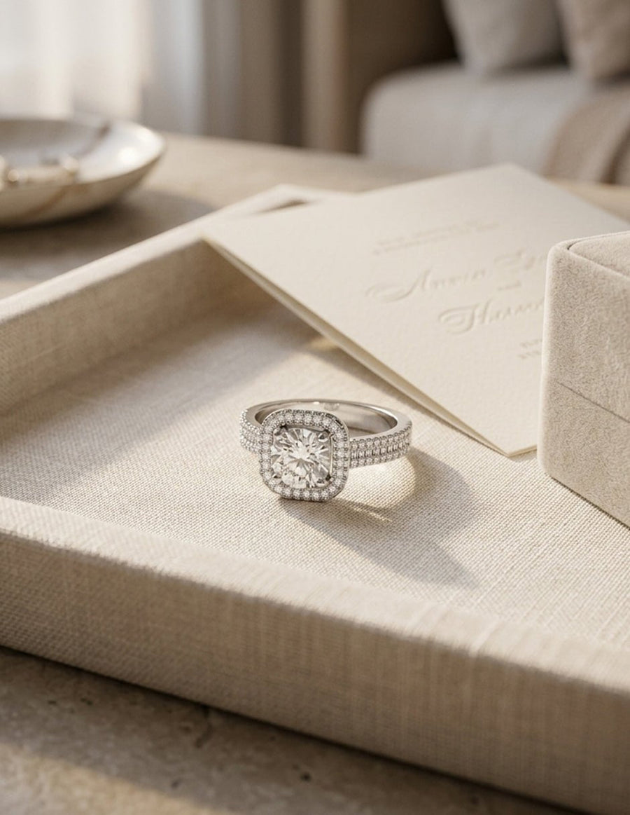 Anillo de compromiso - halo - AMORE388-RD-LG
