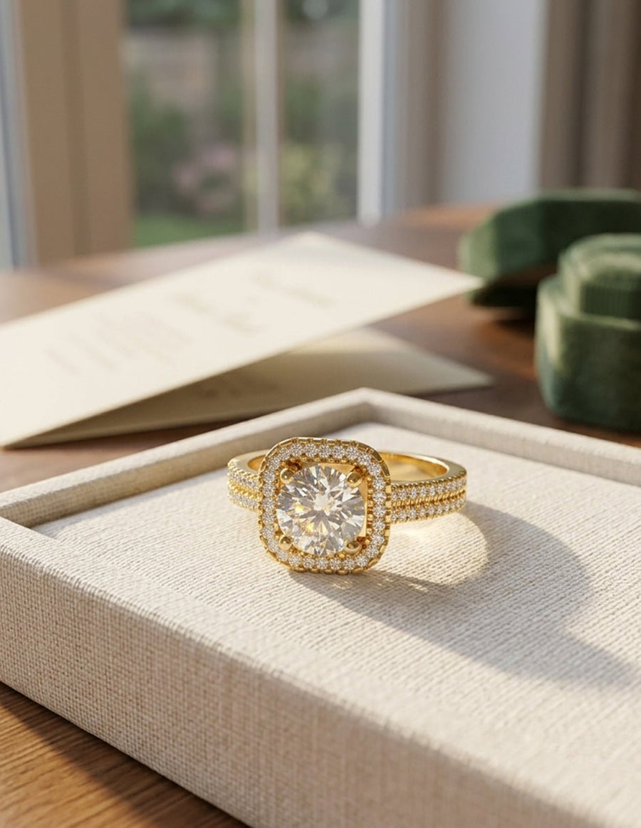 Anillo de compromiso - halo - AMORE388-RD-LG