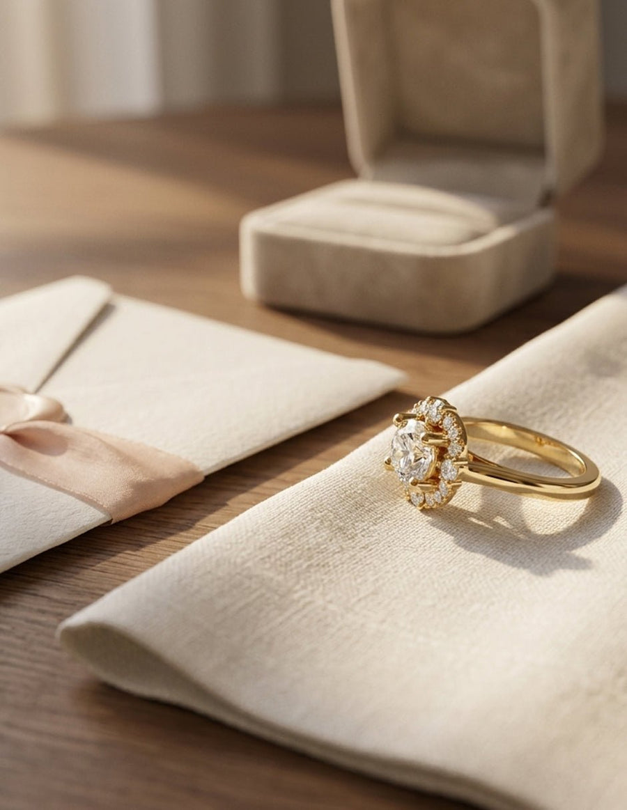 Anillo de compromiso - halo - AMORE389-RD-LG